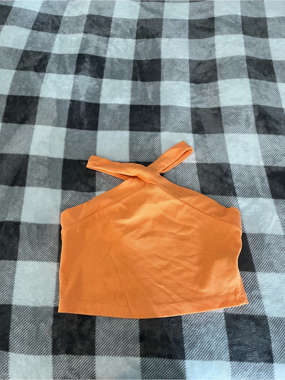 SHEIN Orange Cross-Front Ribbed Crop Tank